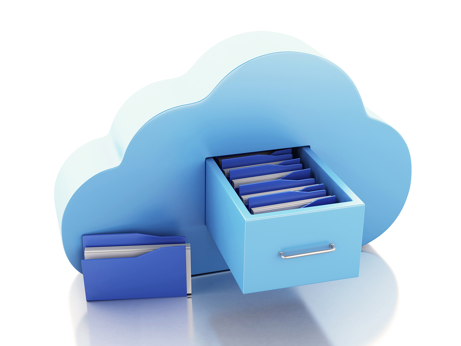3d File storage in cloud. Cloud computing concept.