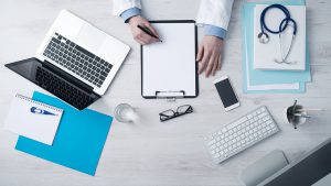 Electronic document management system for a medical facility.