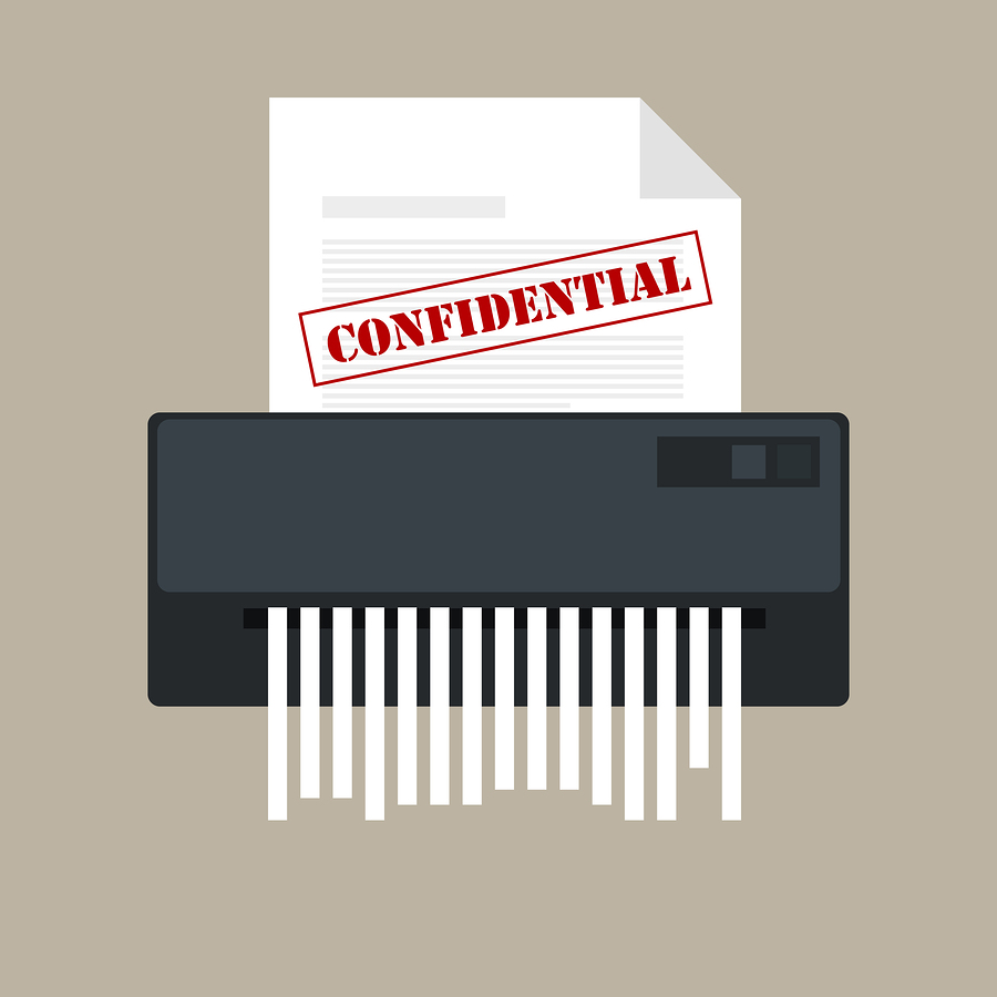 confidential document being shredded, personally identifiable information