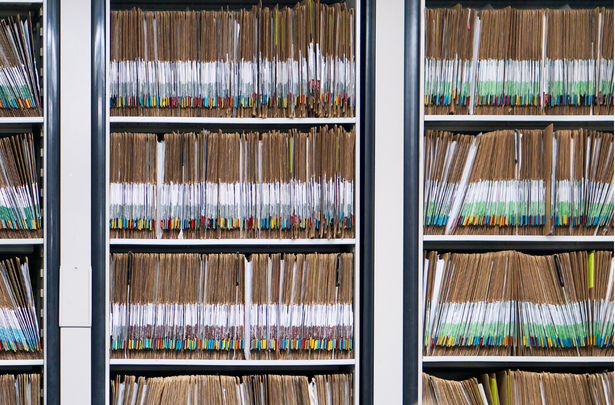 Shelves of medical records